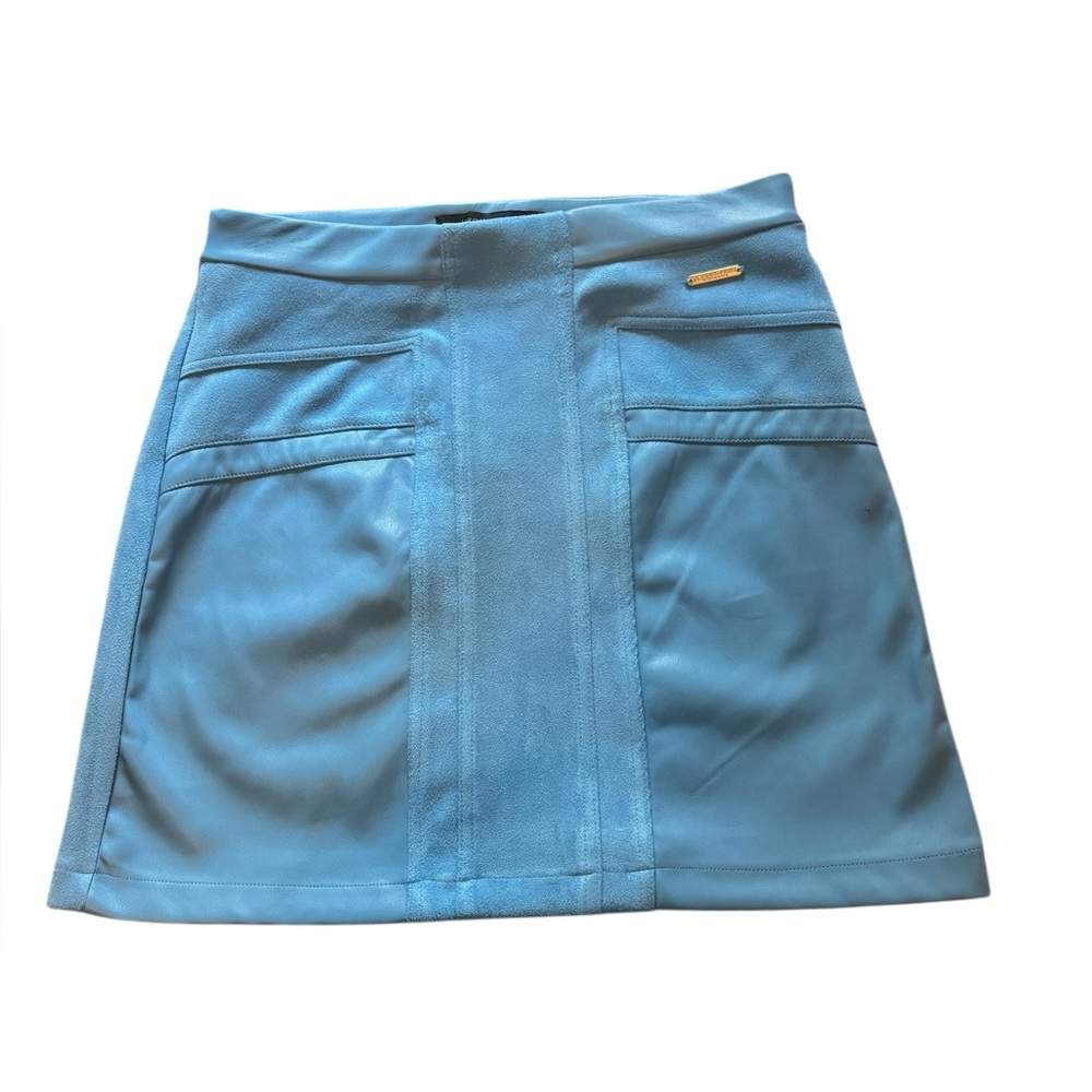 Marc New York Blue Faux Leather Suede Mini Skirt Size XS new with tags